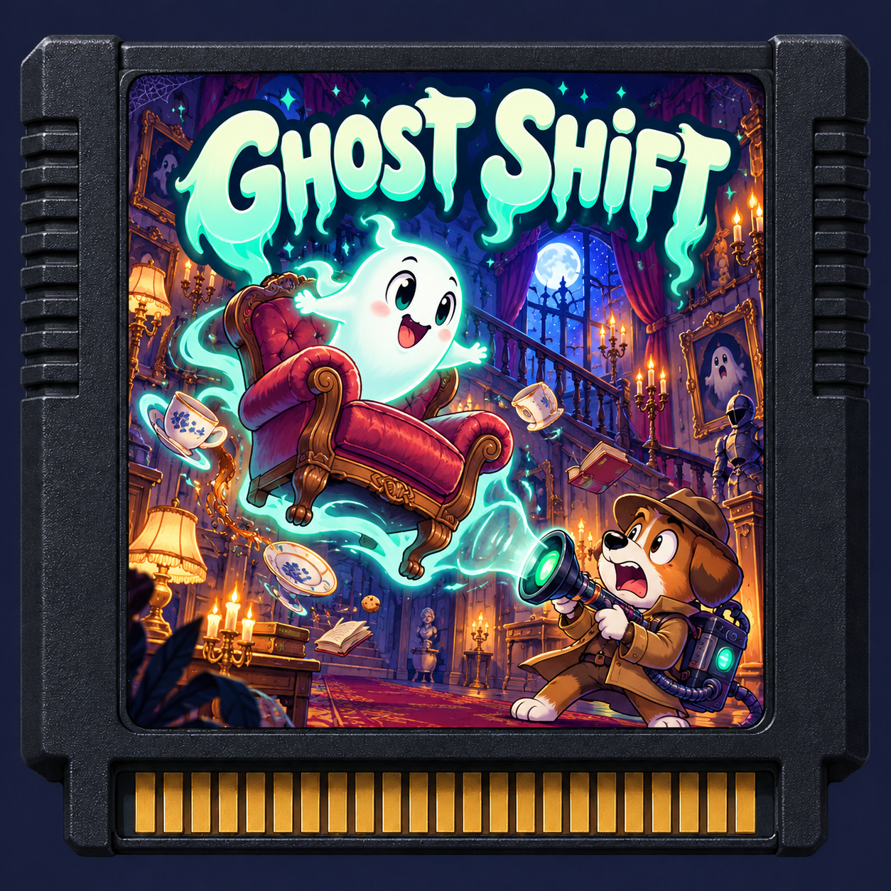 GHOST SHIFT illustrated game cartridge