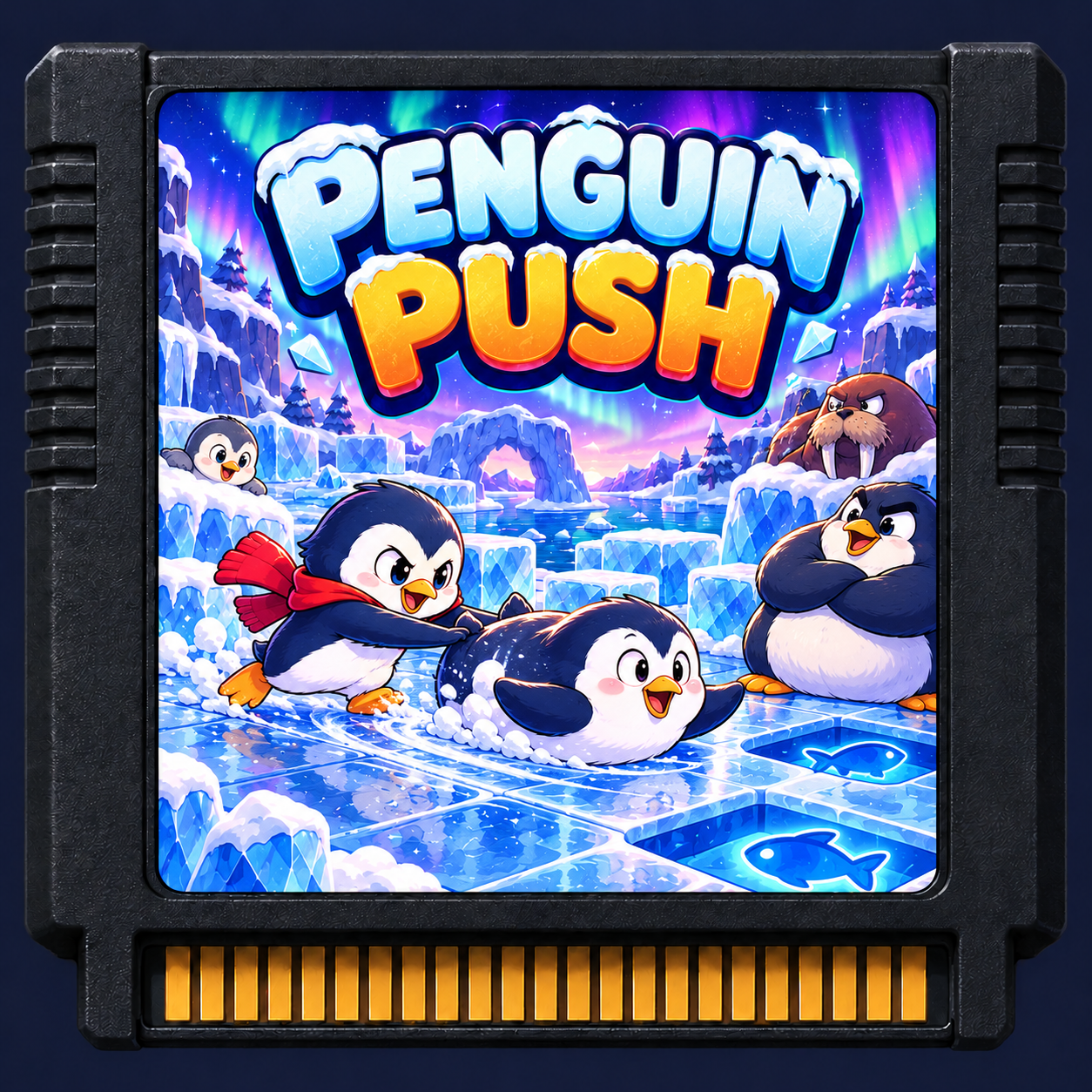 PENGUIN PUSH illustrated game cartridge