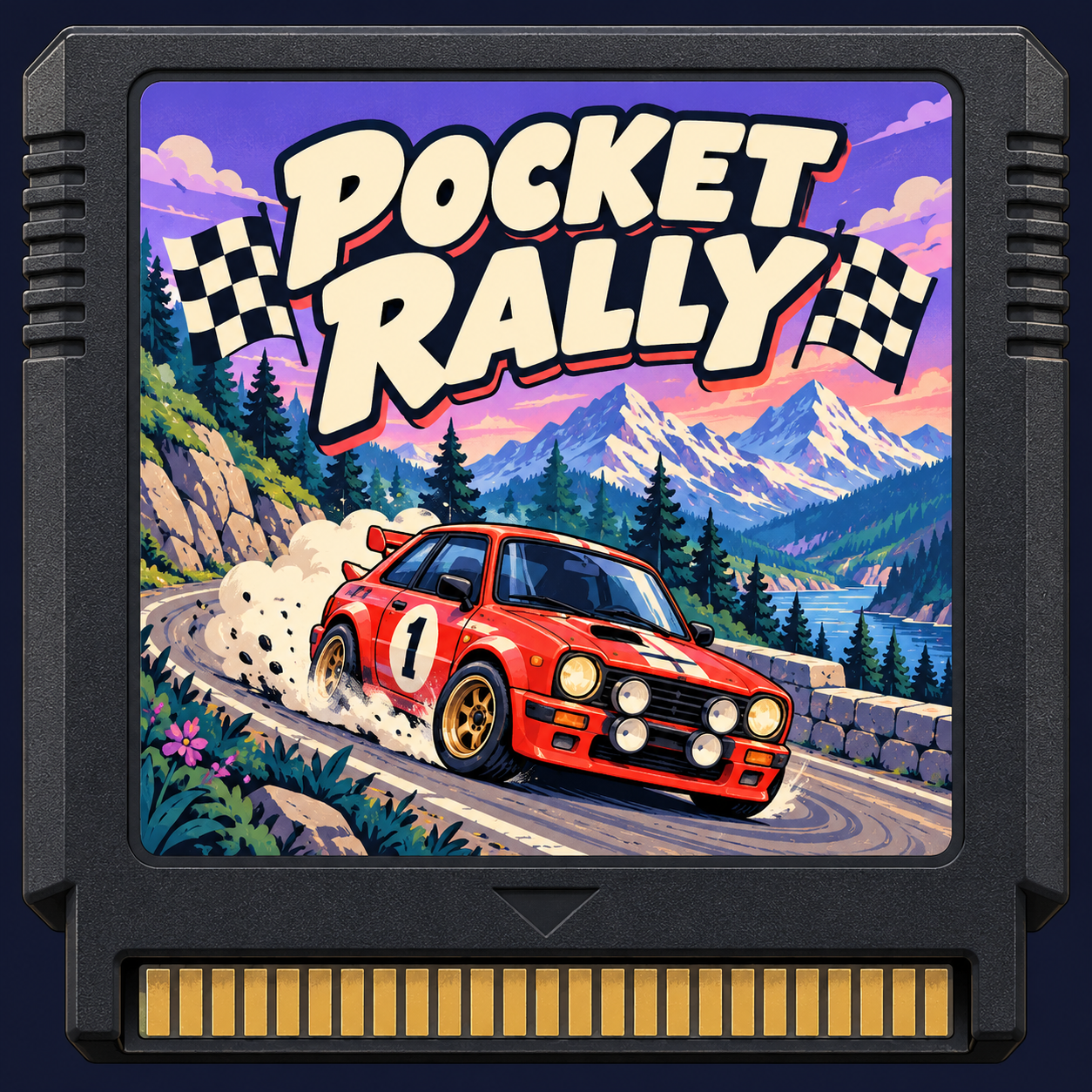 POCKET RALLY illustrated game cartridge