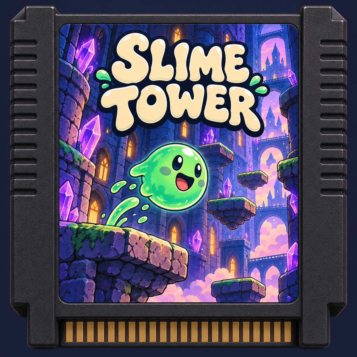 SLIME TOWER illustrated game cartridge